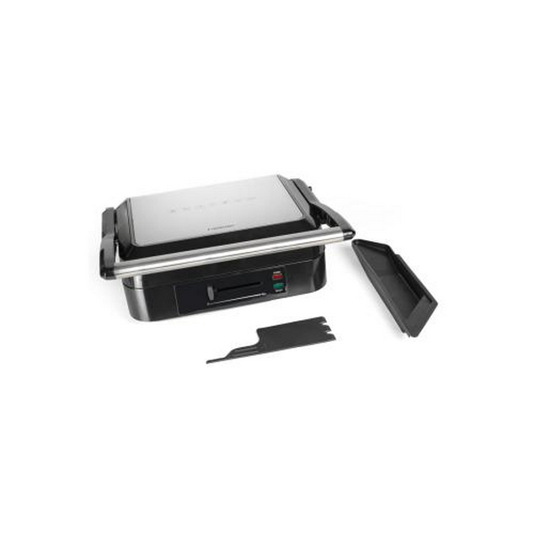 Електрогриль Holmer HCG-20R Silver, 2200W, закритий (двосторонній), нагрівальні панелі 30х23см, знімні пластини, піддон для жиру, управління механічне, регулятор температури, захист від перегріву - 7