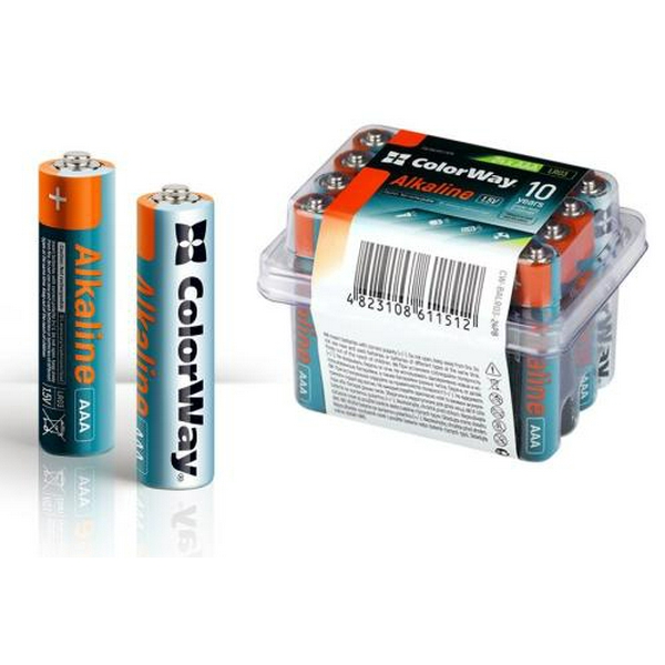 Батарейка AAA (LR03), лужна, СolorWay Alkaline Power, 24 шт, 1.5V, Plactic box (CW-BALR03-24PB) - 2