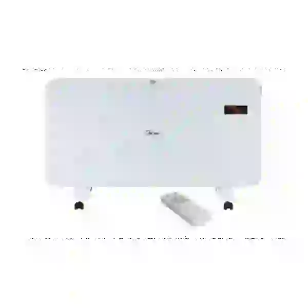 Конвектор Midea NDK15-15MR White, 1500W, настінний/підлоговий, закритий тип тену, площа обігріву 20 кв.м., зі скляною панеллю, 24 год. таймер, пульт керування, ніжки в комплекті