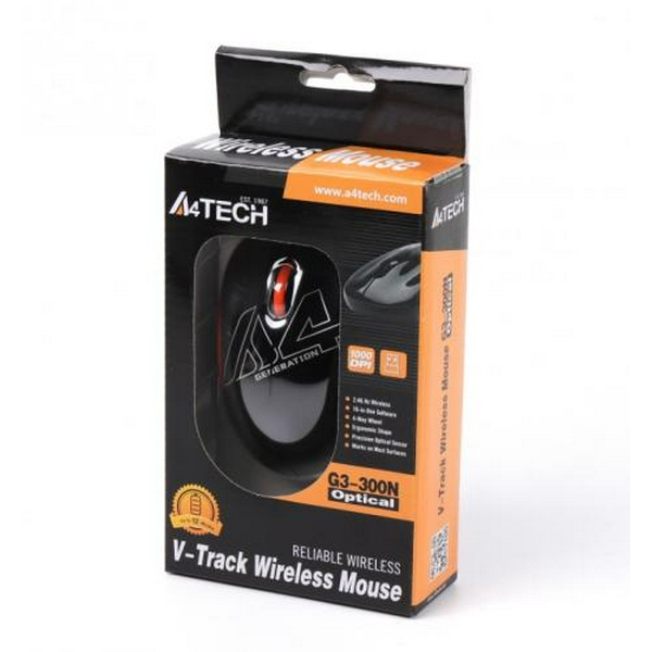 Миша A4Tech G3-300N Black+Orange, USB V-TRACK, Wireless (G3-300N Black+Orange) - 6