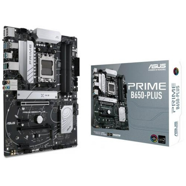 Материнська плата AM5 Asus PRIME B650-PLUS, B650, 4xDDR5, Int.Video (CPU), 4xSATA3, 2xM.2, 2xPCI-E 4.0 16x, 2xPCI-E 4.0 1x, 1xM.2 (Key E), Realtek 7.1, Realtek 2.5Gb, 8xUSB3.2/4xUSB2.0, HDMI/DP, ATX
