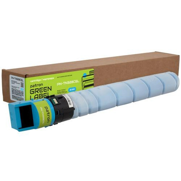 Тонер Konica Minolta TN-328C, Cyan, Bizhub C250/C300/C360, туба, 28000 стор, Patron Green (PN-TN328CGL)