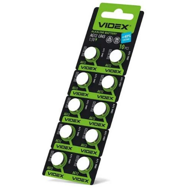 Батарейки AG12/LR43, Videx Excellent!, 10 шт, Blister