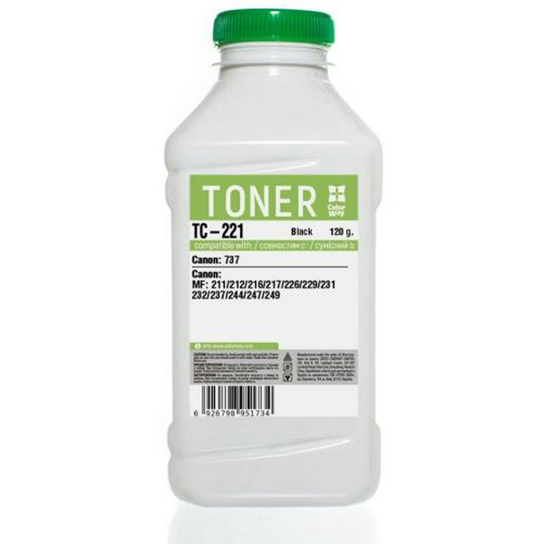 Тонер Canon MF212/216/217/221/226/229, Black, 120 г, ColorWay (TC-221)