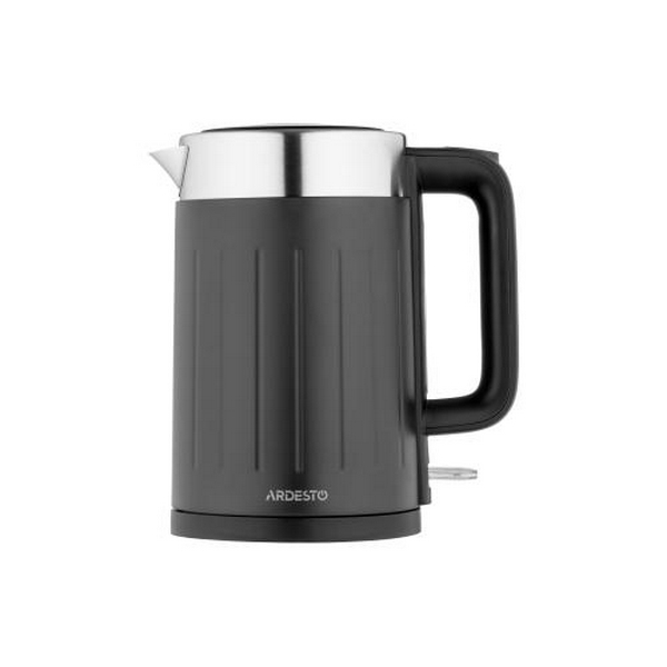 Електрочайник Ardesto EKL-F18B, Black/Silver, 2200 Вт, 1.7 л, дисковий, індикатор роботи, корпус пластик/метал, захист від перегріву та автоматичне відключення при відсутності води