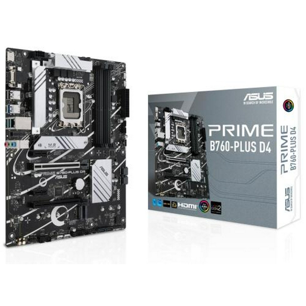 Материнська плата LGA1700, Asus PRIME B760-PLUS D4, B760, 4xDDR4, Int.Video(CPU), 4xSATA3, 3xM.2, 1xPCI-E 16x 5.0, 1xPCI-E 16x 4.0, 2xPCI-E 1x 3.0, 1xM.2 (Key E), Realtek 7.1, Realtek 2.5Gb, 6xUSB3.2/4xUSB2.0, VGA/HDMI/DP, ATX