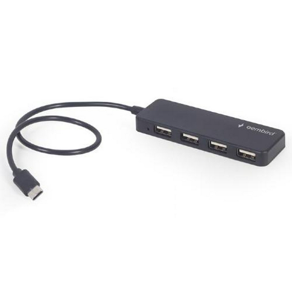 Хаб USB Gembird UHB-CM-U2P4-01, Black, Type-C 2.0 - 4xUSB 2.0, кабель 30 см