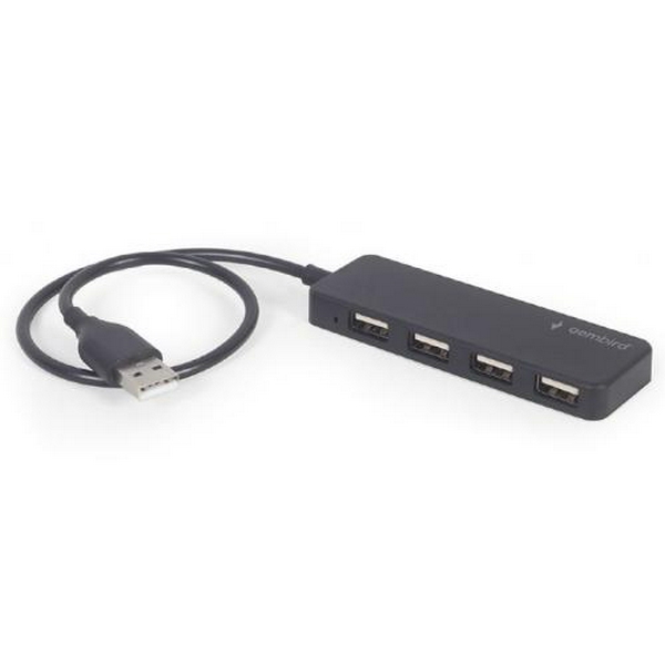 Хаб USB Gembird UHB-U2P4-06, Black, USB 2.0 - 4xUSB 2.0, кабель 30 см
