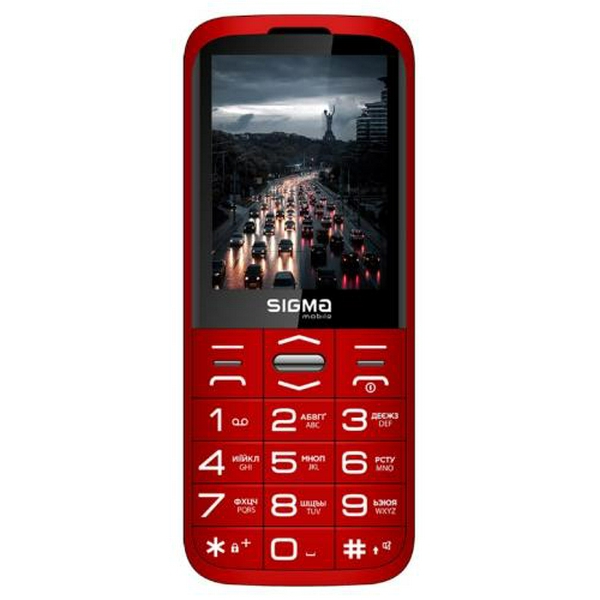 Мобільний телефон Sigma mobile Comfort 50 Grace, Red, "бабусефон", 2 Mini-SIM, дисплей 2.8" кольоровий (320x240), моноблок, МТ6261D, підтримка microSD (max 32GB), FM-радіо, ліхтарик, BT, Cam 0.3Mp, 1700 mAh