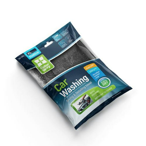 Авторушник ColorWay, Grey, двошарова мікрофібра, 50x60 см, щільність 1200 г/м² (CW-5612) - 4