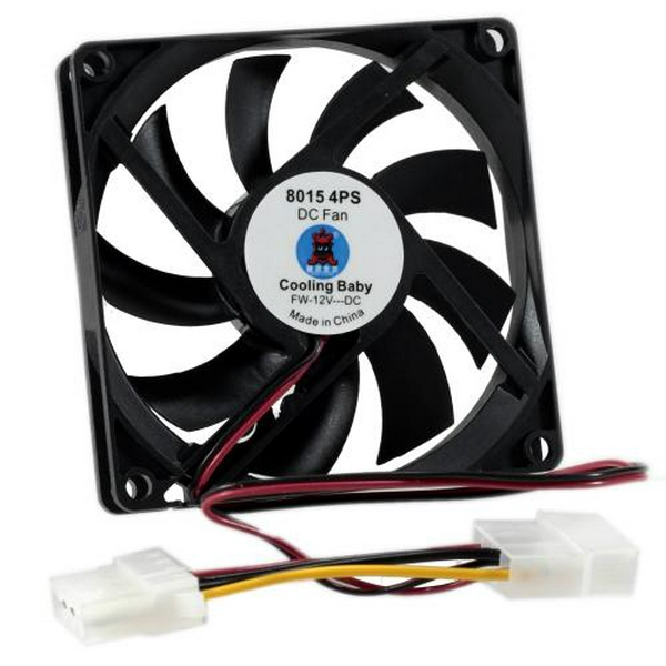 Вентилятор 80 mm Cooling Baby SB 12В 0,30А, 80x80x15мм, HB 2500 об/хв, 24дБ, molex 4pin