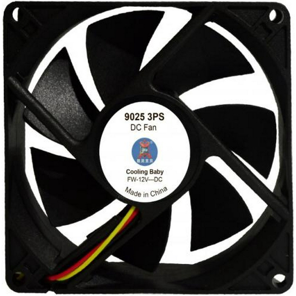 Вентилятор 90 мм, Cooling Baby 9025 3PS, Black 90x90x25мм SB 12В 0,18А 24,3 дБ, 2200 об/хв 3pin  - 2