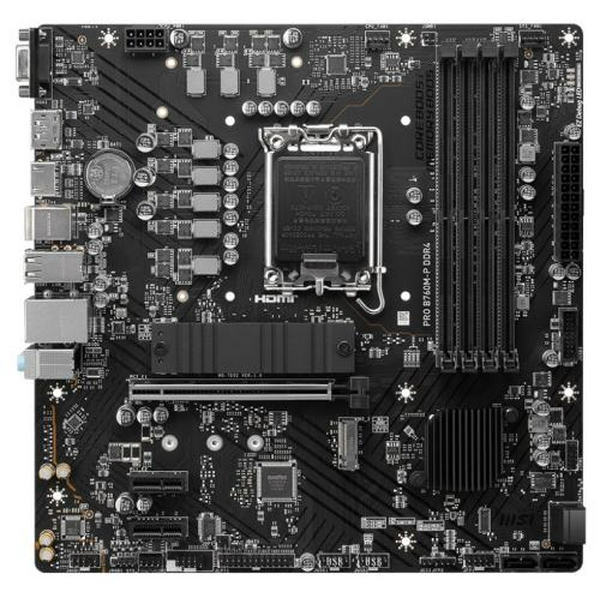 Материнська плата LGA1700, MSI PRO B760M-P DDR4, B760, 4xDDR4, Int.Video(CPU), 4xSATA3, 2xM.2, 1xPCI-E 16x 4.0, 2xPCI-E 1x 4.0, ALC897, RTL8111H, 4xUSB3.2/8xUSB2.0, VGA/HDMI/DP, MicroATX - 2
