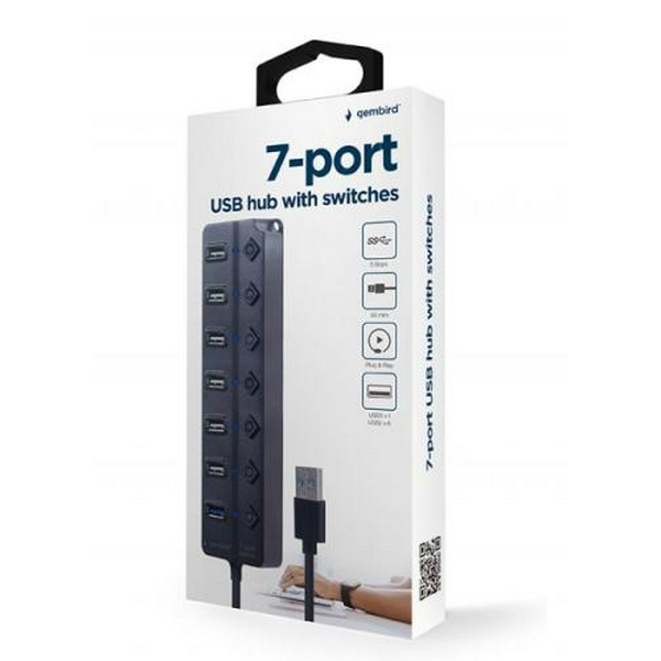 Хаб USB Gembird UHB-U3P1U2P6P-01, Grey, USB 3.1 - 1xUSB 3.1 / 6xUSB 2.0, кабель 50 см - 3