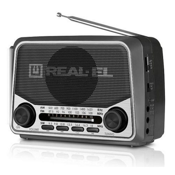 Радіоприймач 1.0 Real-El X-525 Grey, 3 Вт, пластиковий корпус, FM/AM/SW, USB, SD/microSD, акумулятор, ліхтарик