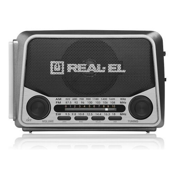 Радіоприймач 1.0 Real-El X-525 Grey, 3 Вт, пластиковий корпус, FM/AM/SW, USB, SD/microSD, акумулятор, ліхтарик - 2