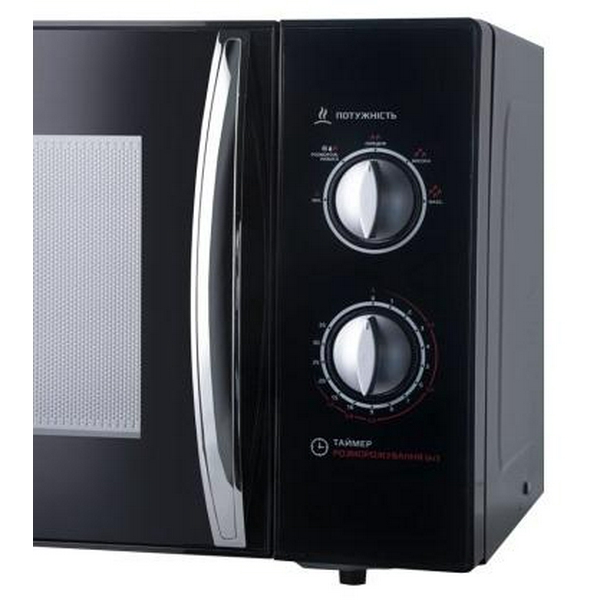 Мікрохвильова піч Liberton LMW-2380M Black, 800W, 23 л, 5 рівнів потужності, керування поворотним перемикачем, діаметр поворотного столу 27 см - 2