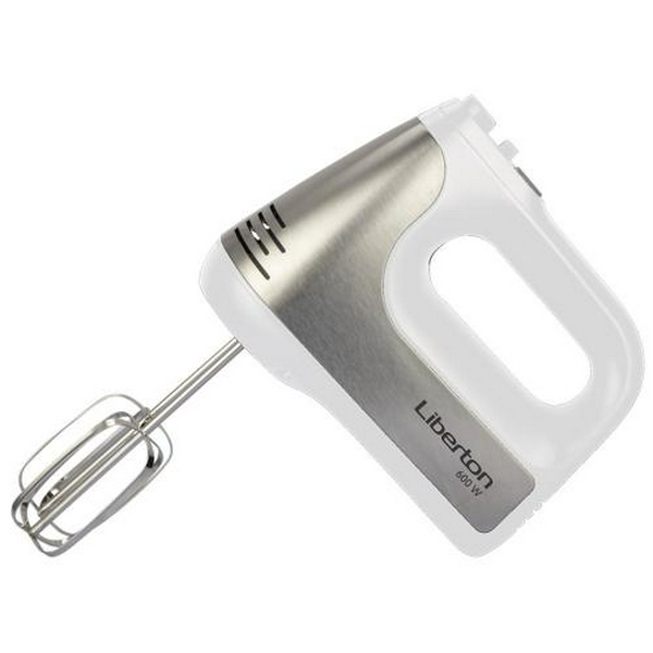 Міксер Liberton LHM-2805, White, 600W, ручний, 5 швидкостей + режим Турбо, вінчики, гаки для замісу тіста