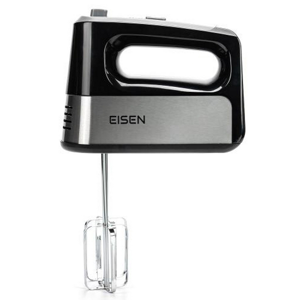 Міксер Eisen EHM-345, Black/Silver, 450W, ручний, 5 швидкостей, режим ТУРБО, вінчики, гаки для замісу тіста, захист від перегріву