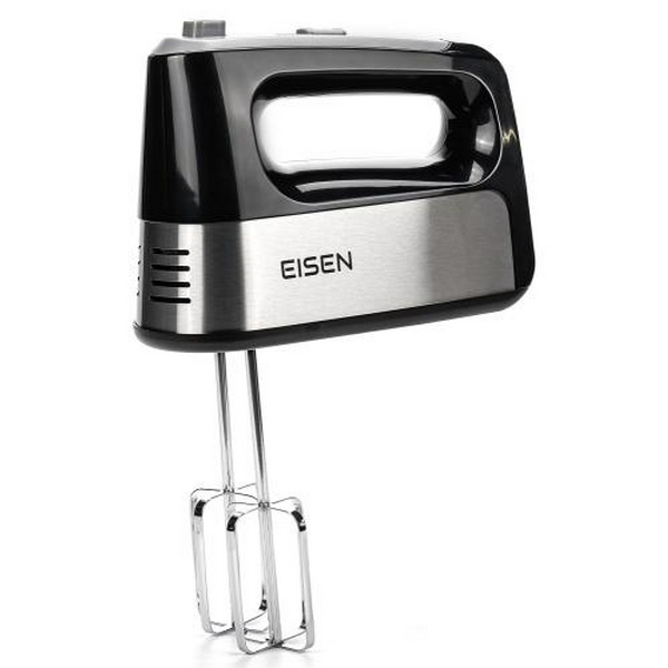 Міксер Eisen EHM-345, Black/Silver, 450W, ручний, 5 швидкостей, режим ТУРБО, вінчики, гаки для замісу тіста, захист від перегріву - 2