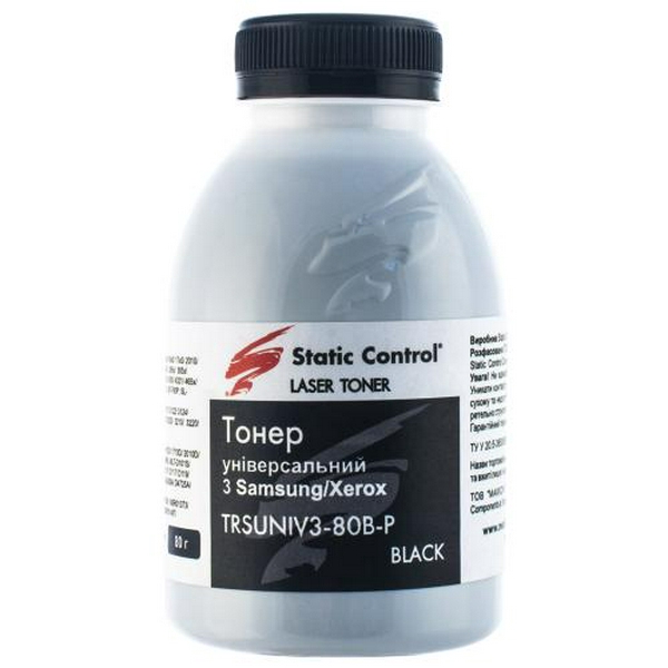 Тонер Samsung Universal, ML-1610/1710/2010, SL-M2020/2070, SCX-4200/4300, 80 г, Static Control (TRSUNIV3-80B-P)