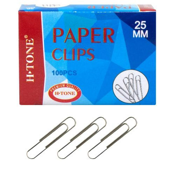 Скріпки нікельовані 25 мм, H-Tone, 100 шт, круглі (JJ40304-25)
