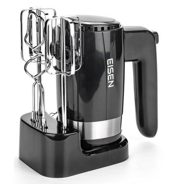 Міксер Eisen EHM-50, Black/Silver, 500W, ручний, 5 швидкостей, вінчики, гаки для замісу тіста, підставка для насадок, захист від перегріву - 2