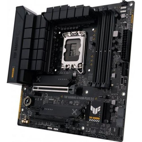 Материнська плата LGA1700, Asus TUF GAMING B760M-PLUS, B760, 4xDDR5, Int.Video(CPU), 4xSATA3, 2xM.2, 1xPCI-E 16x 5.0, 1xPCI-E 16x 4.0, 1xPCI-E 1x 4.0, Realtek 7.1, Realtek 2.5Gb, 8xUSB3.2/4xUSB2.0, HDMI/DP, MicroATX - 4