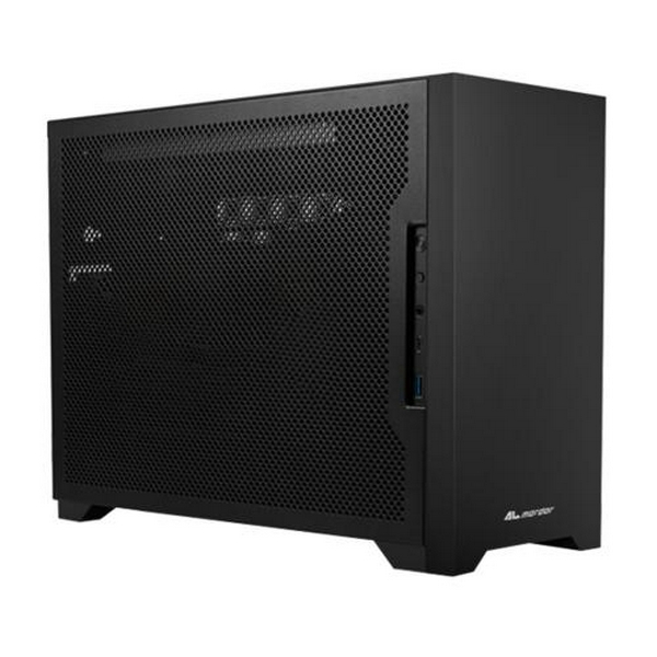 Корпус ALmordor Sharky 170I ITX Black, без БЖ, Mini Tower SFF, для Mini ITX, 1xUSB 3.0, 1xType-C, макс. CPU - 70 мм / VGA - 330 мм / PSU - 160 мм, райзер для вертикальної установки GPU, алюмінієвий (ALS170IBK)