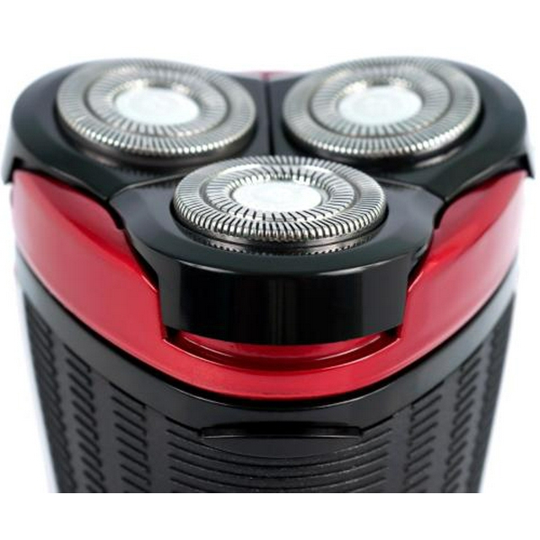 Електробритва Новий Харків НХ-8504 Фаворит+ Red, 3W, роторна, сухе гоління, 3 головки для гоління, подвійні леза, плаваюча конструкція ножів, повторение контуров лица, живлення мережа/акумулятор, індикатор роботи/включення, тример для скронь - 5