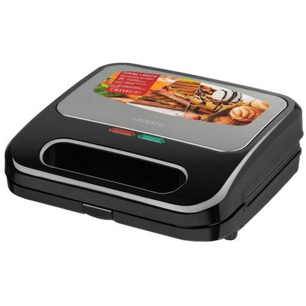 Мультимейкер Ardesto SM-H400S, Black, 700 Вт, 4 пластини: сендвіч, вафельна, гриль, горішниця, антипригарне покриття, індикатор готовності
