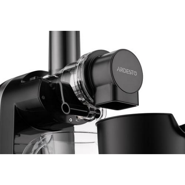 Соковитискач Ardesto JEG-1500S, Black, шнекова, 200Вт, повільне віджимання 90об/хв, ємність для соку 400мл, ємність для м'якоті 700мл, крапля-стоп, малошумний двигун, реверс, щіточка для очищення - 8