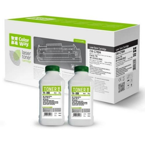 Картридж Canon 719, Black, LBP-6300/6650, MF5580/5840, 2100 стор, ColorWay + 2 пляшки тонера ТН-2035 (CW-C719M/TH-2035)