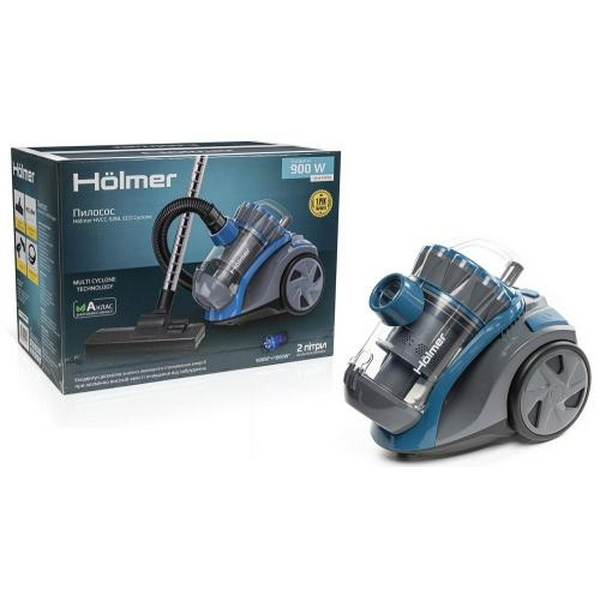 Пилосос Holmer HVCC-92BL ECO Cyclone Blue, 900W, контейнер, об'єм пилозбірника 2л, універсальна щітка підлога/килим; 2в1 для м'яких меблів і щілинна, HEPA-фільтр, регулювання потужності на корпусі, технологія Multi-Cyclone, мікрофільтр - 8