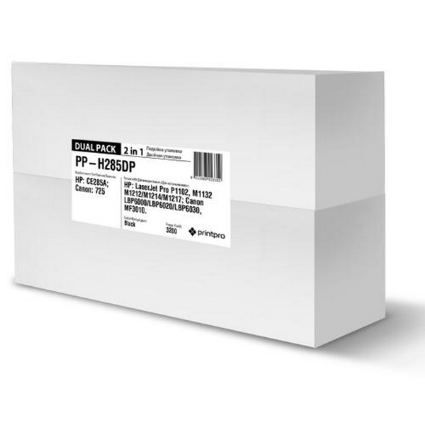 Картридж HP 85A (CE285A), Black, LJ P1102/M1132/M1212/M1214/M1217, 1600 стор, PrintPro, Dual Pack (PP-H285DP)