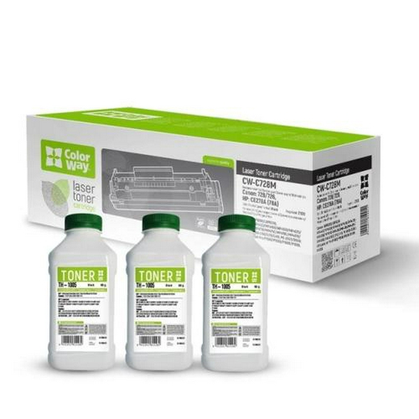Картридж Canon 728, Black, MF4410/4430/4450/4550/4570/4580, 2100 стор, ColorWay + 3 пляшки тонера TH-1005 (CW-C728M/TH-1005)
