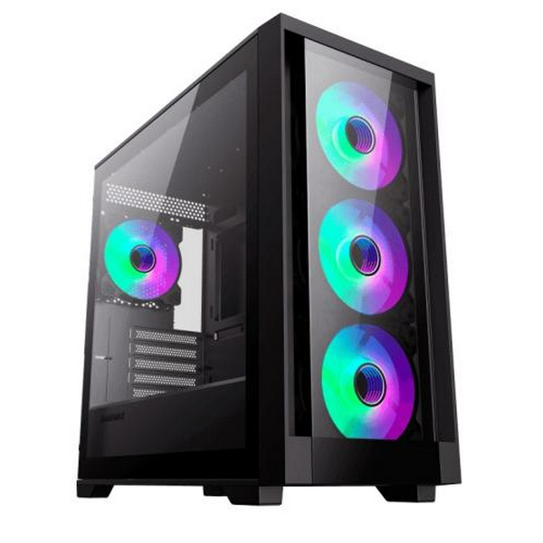 Корпус GameMax Defender TG Black, без БЖ, Mini Tower, Micro ATX / Mini ITX, 1xUSB 3.1, 2xUSB 2.0, 4x120 мм LED, 461x210х450 мм