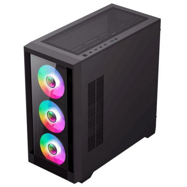 Корпус GameMax Defender TG Black, без БЖ, Mini Tower, Micro ATX / Mini ITX, 1xUSB 3.1, 2xUSB 2.0, 4x120 мм LED, 461x210х450 мм - 4