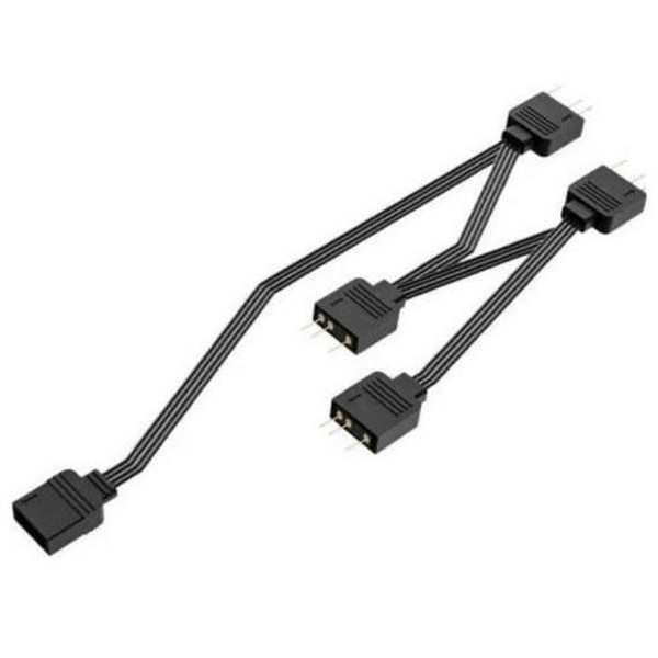 Кабель-спліттер ID-Cooling FS-04 ARGB, Black, для підключення чотирьох 3-pin вентиляторів до роз'єму материнської плати або хабу для керування RGB підсвічуванням
