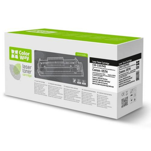 Картридж Canon 057H, Black, LBP223/226/228, MF443/445/446/449, 10 000 стор, ColorWay (CW-C057MX)