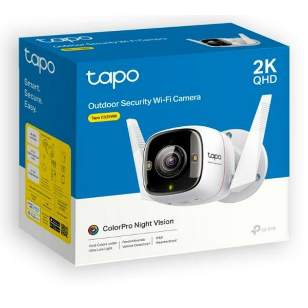 IP камера TP-Link Tapo C325WB, White, 4 Мп (2688x1520), 1/1.79" CMOS, H.264, f/1.0, WiFi (2.4 GHz), кут огляду 127°, день/ніч, двосторонній аудіозв'язок , microSD, IP66, iOS 10+ / Android 5.0+ - 2