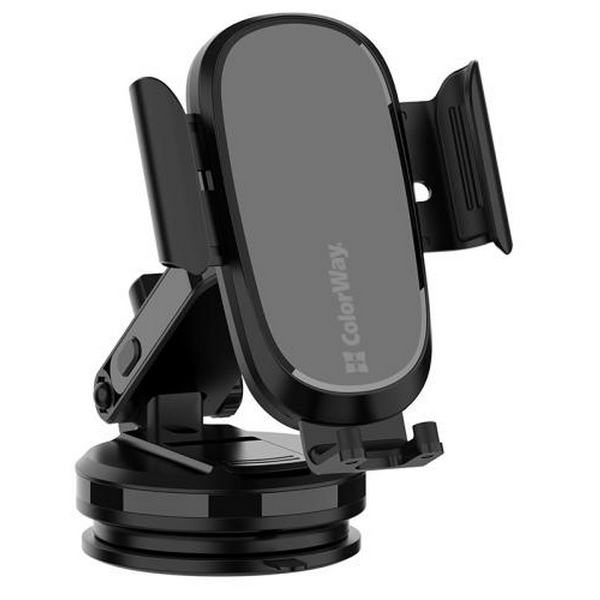 Автотримач для телефону ColorWay Dashboard Car Wireless Charger, Black, 15 Вт, бездротова зарядка (Qi), вакуумна присоска, поворотний шарнір 360°, від 4" до 6.5" (CW-CHAW037Q-BK) - 2