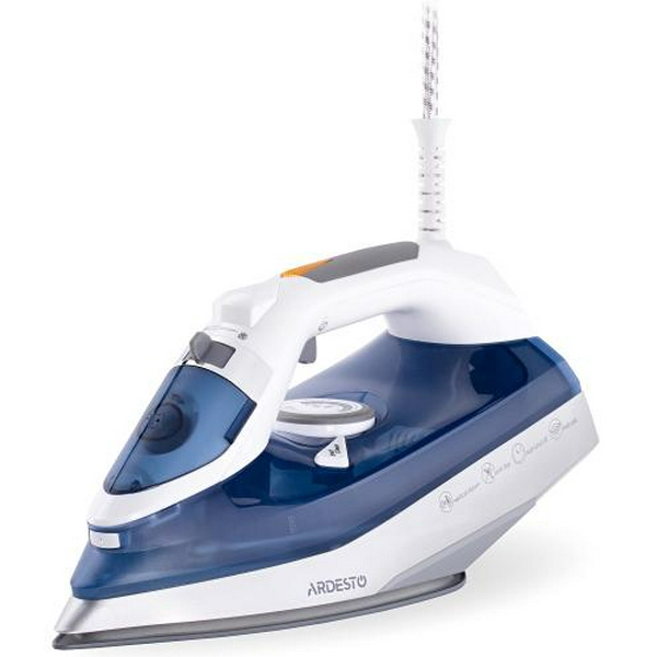 Праска Ardesto IR-C2232-BL, White/Blue, 2200W, кераміка, паровий удар, постійний пар 35г/хв, резервур 320мл, вертикальне відпарювання, захист від кальцинації, антикрапля, плавне регулювання потужності пари, автоматичне відключення