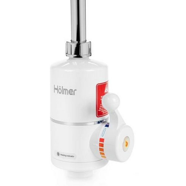 Водонагрівач проточний Holmer HHW-303SH, White, 3000W, механічне керування, IPX4, з лійкою для душу та пристроєм захисного відключення, захист від включення без води, захист від перегріву - 3