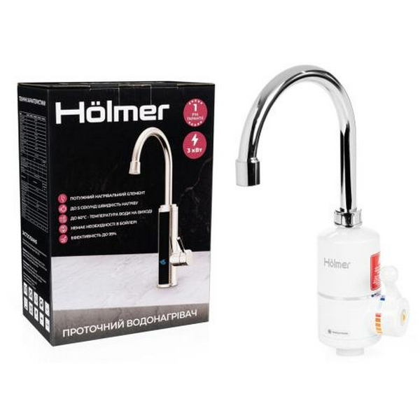 Водонагрівач проточний Holmer HHW-303SH, White, 3000W, механічне керування, IPX4, з лійкою для душу та пристроєм захисного відключення, захист від включення без води, захист від перегріву - 9