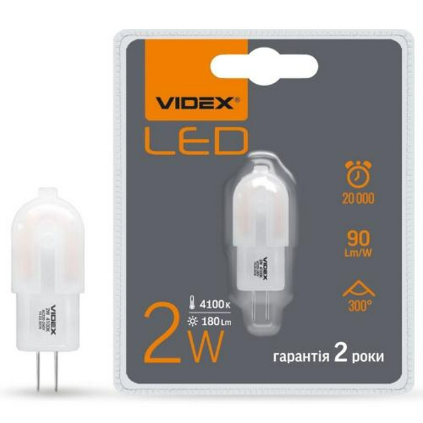 Лампа світлодіодна G4, 2 Вт, 4100K, G4, Videx, 180 Лм, 220V (VL-G4e-02224) - 2