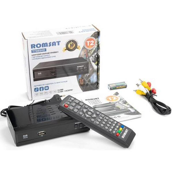 TV-тюнер зовнішній автономний Romsat T7085HD Black, DVB-T2, PVR, HDMI, USB - 7