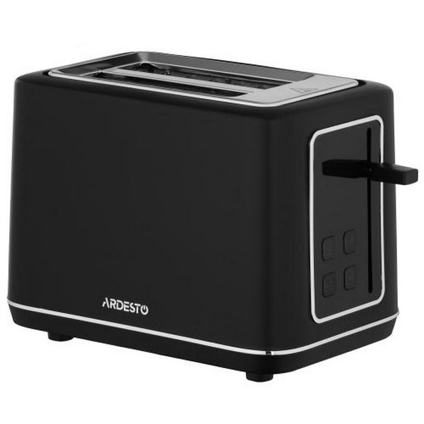 Тостер Ardesto T-K301E, Black, 800W, 2 тости, 2 відділення, 7 режимів підсмажування, дисплей з індикацією часу приготування, автоцентрування, кнопка скасування приготування, підігрів