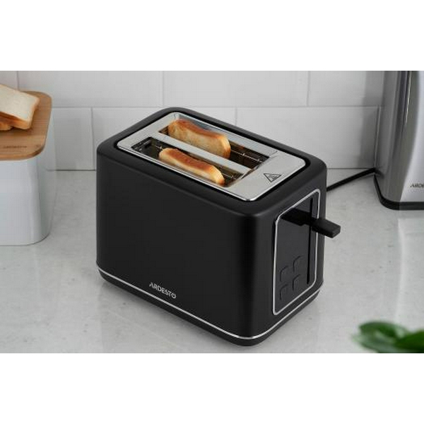 Тостер Ardesto T-K301E, Black, 800W, 2 тости, 2 відділення, 7 режимів підсмажування, дисплей з індикацією часу приготування, автоцентрування, кнопка скасування приготування, підігрів - 9