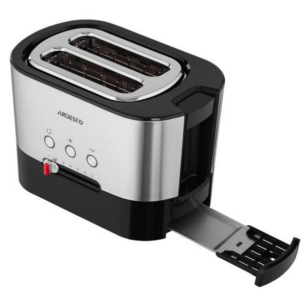 Тостер Ardesto T-K210, Steel/Black, 1000W, 2 тости, 2 відділення, 10 режимів підсмажування, автоцентрування, кнопка скасування приготування, підігрів, підсвічення кнопок управління, функція додаткового підйому - 3